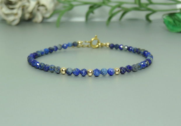 Bratara lapis lazuli si aur filat de 14k / gold filled