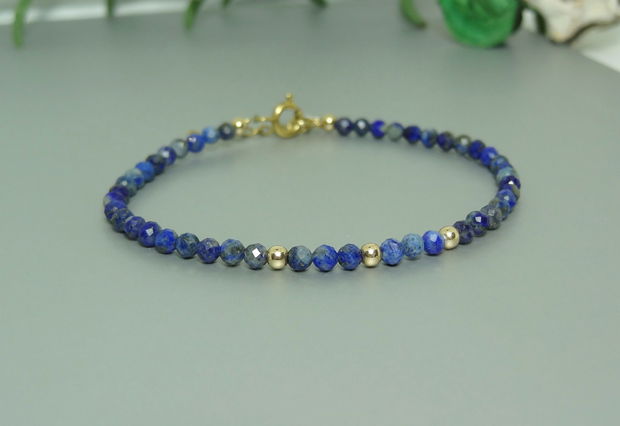 Bratara lapis lazuli si aur filat de 14k / gold filled