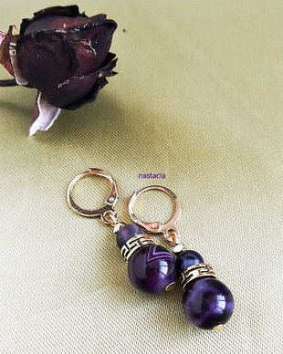 cercei cu pietre agate mov