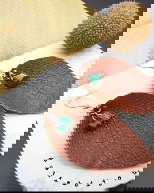 Cercei handmade statement - piele naturala, malachit (cod1040)