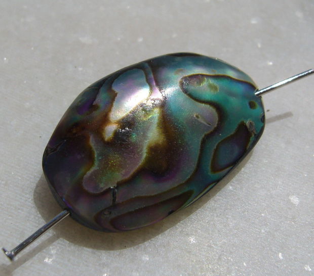 Pandant din scoica paua abalone gaurit pe lungime aprox 30x19x9 mm