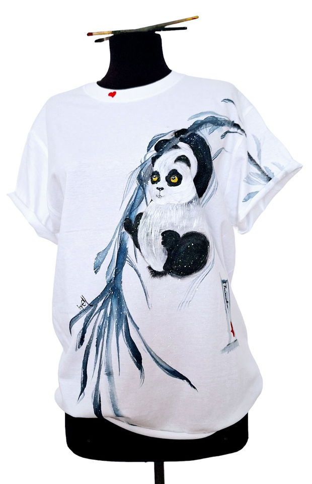 Tricou pictat Panda Love