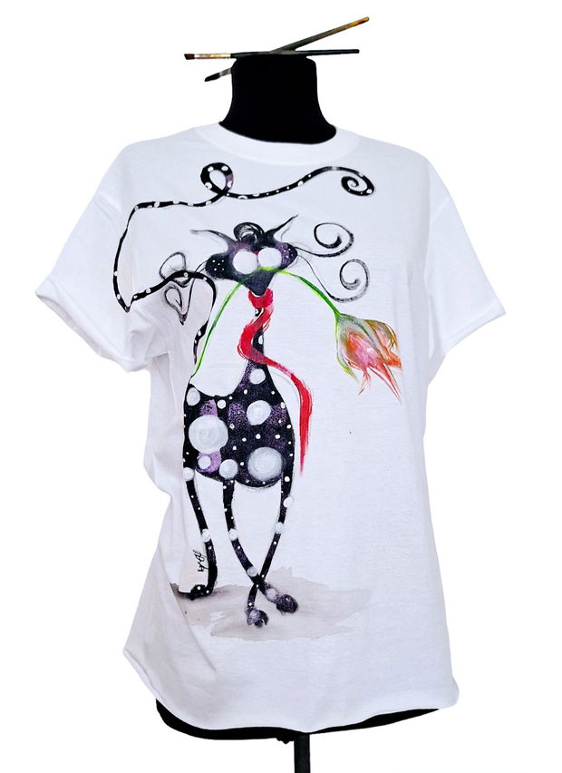 Tricou pictat "cat"