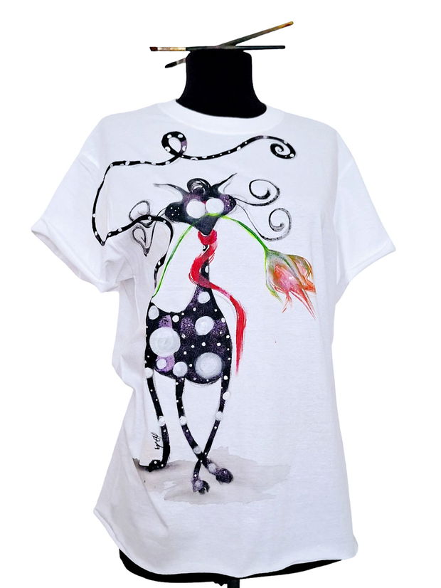 Tricou pictat "cat"