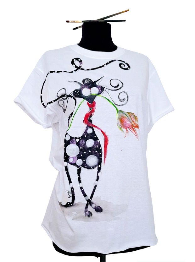 Tricou pictat "cat"