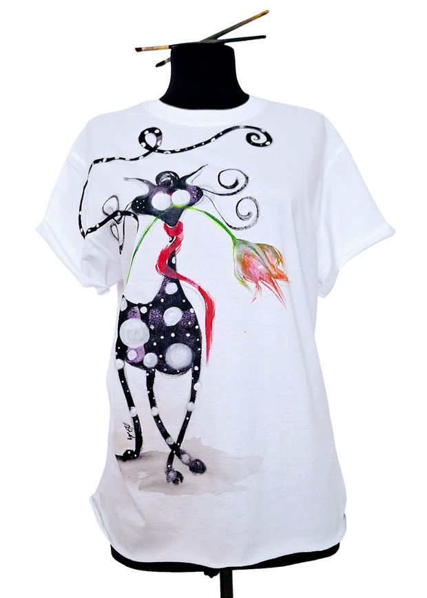 Tricou pictat "cat"