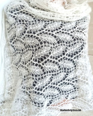 Eșarfă tricotata ivory, mohair cu matase