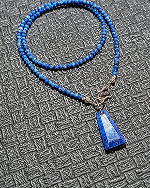 Colier argint lapis lazuli inchidere frontala pandantiv minimalist boho chic trendy - Transport gratuit