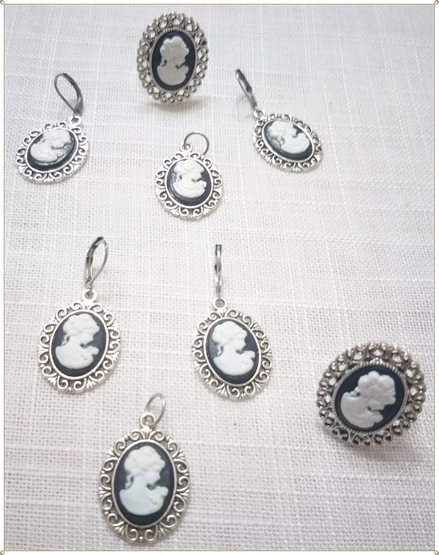 SET- CAMEE RASINA-ALB-NEGRU