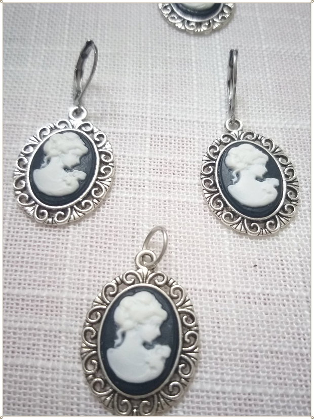SET- CAMEE RASINA-ALB-NEGRU