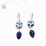 Cercei din argint, Lapis Lazuli si fragmente de portelan "Little Blue Leaves""