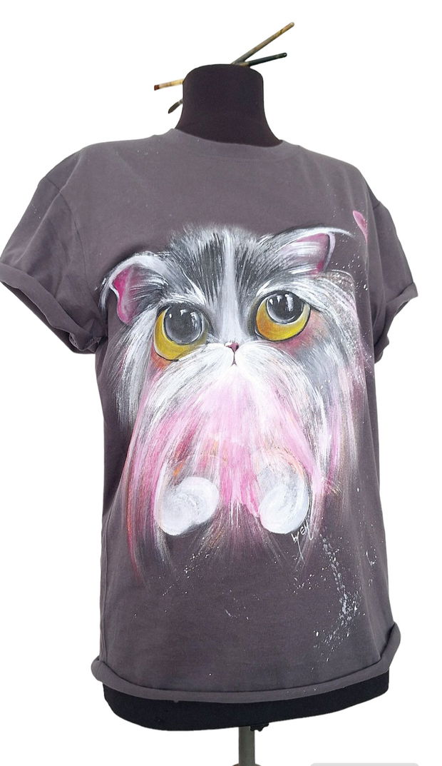 Tricou pictat S "cat"