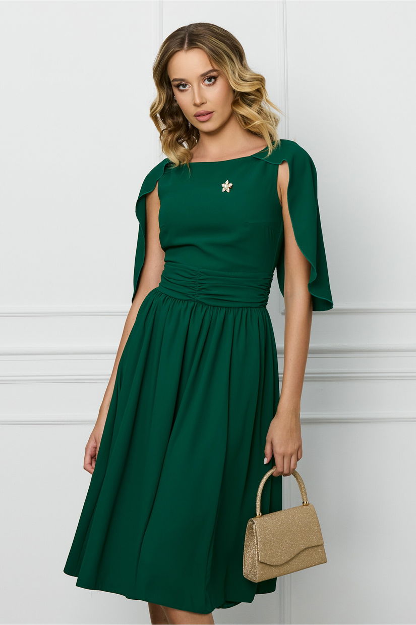 Rochie DY Fashion verde cu maneci petrecute