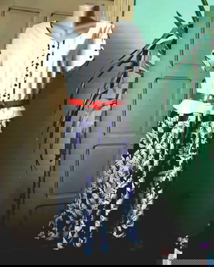 Rochie vintage, alb-bleumarin