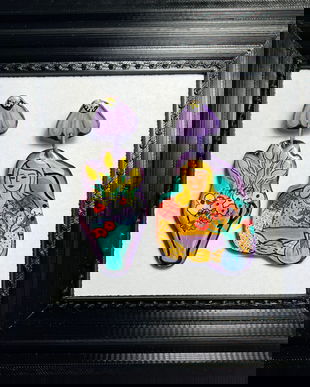 Cercei pictati manual dupa Matisse