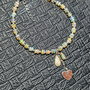 Bratara argint opal de foc etiopian heishi brioleta charm inima argint minimalista boho chic trendy - Transport gratuit