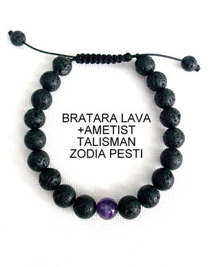 Bratara LAVA+AMETIST*Zodia Pesti*Talisman norocos