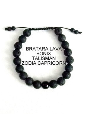 Bratara LAVA+ONIX*Zodia Capricorn*Talisman norocos
