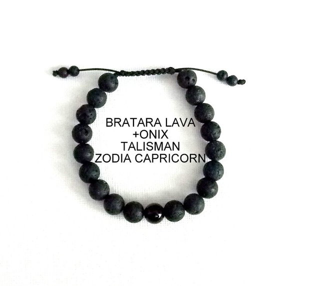 Bratara LAVA+ONIX*Zodia Capricorn*Talisman norocos