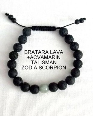 Bratara LAVA+ACVAMARIN*Zodia Scorpion*Talisman norocos