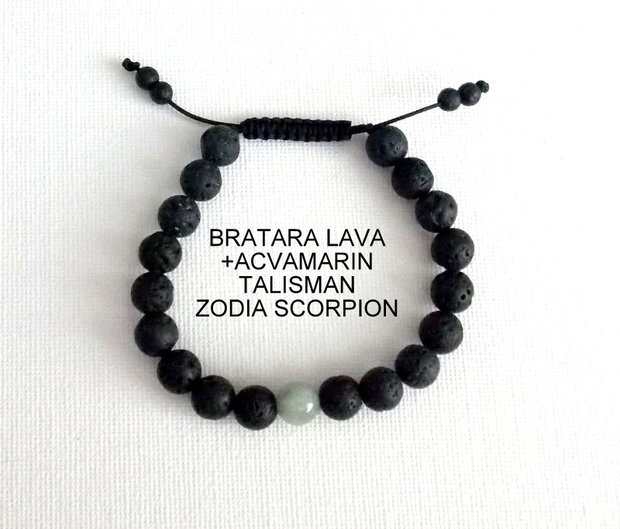 Bratara LAVA+ACVAMARIN*Zodia Scorpion*Talisman norocos