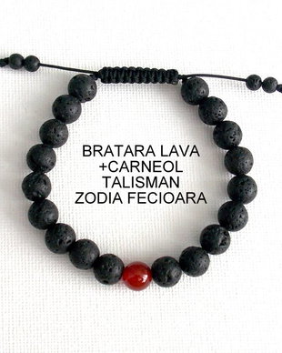 Bratara LAVA+CARNEOL*Zodia Fecioara*Talisman norocos