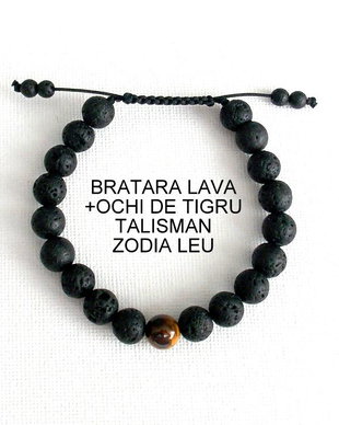 Bratara LAVA+OCHI DE TIGRU*Zodia Leu*Talisman norocos