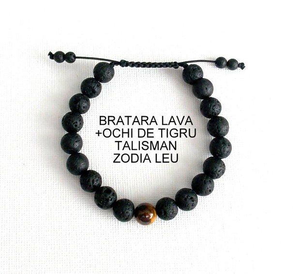 Bratara LAVA+OCHI DE TIGRU*Zodia Leu*Talisman norocos
