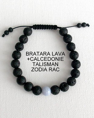 Bratara LAVA+CALCEDONIE*Zodia Rac*Talisman norocos