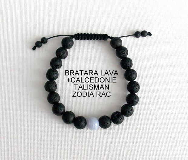 Bratara LAVA+CALCEDONIE*Zodia Rac*Talisman norocos