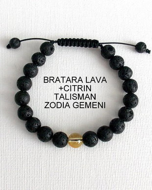 Bratara LAVA+CITRIN*Zodia Gemeni*Talisman norocos
