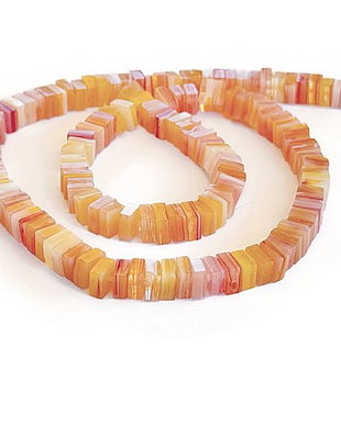 Margele lampwork patrate, Roz coral, 6mm (18cm) MG.0279
