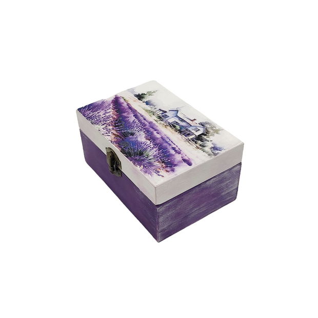 Cutie lemn design cu lavanda, decorata manual, unicat