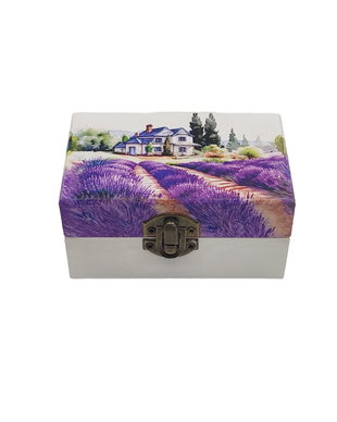 Cutie lemn design cu lavanda, decorata manual, unicat