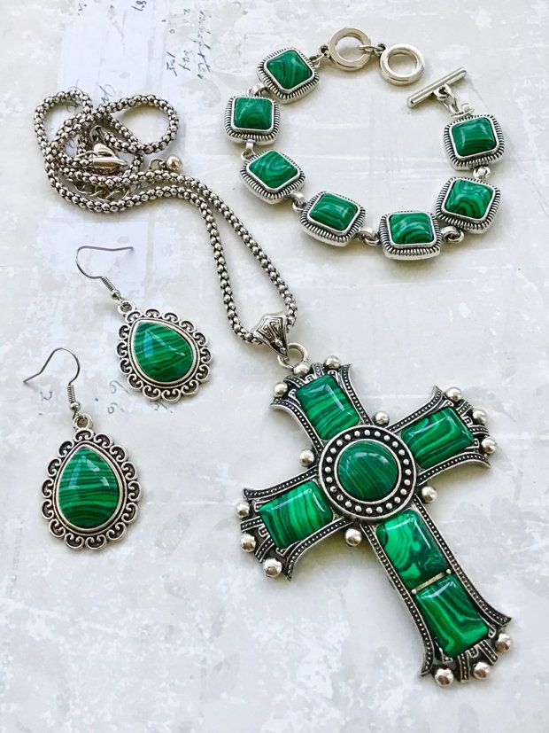 Set vintage cruce malachit