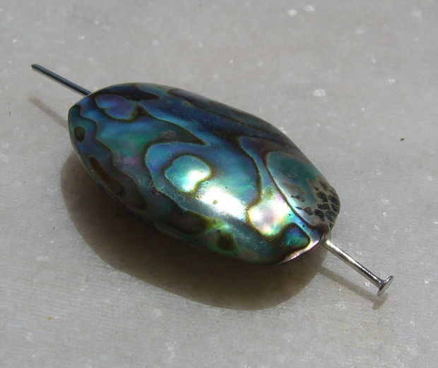 Pandant din scoica paua abalone gaurit pe lungime aprox 29x20x8 mm