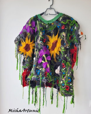 VANDUT Poncho impaslit pe organza