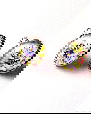 cercei cu sticla cu motiv floral 45883