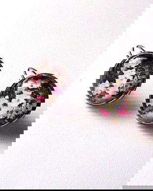 cercei cu sticla cu motiv floral 45876