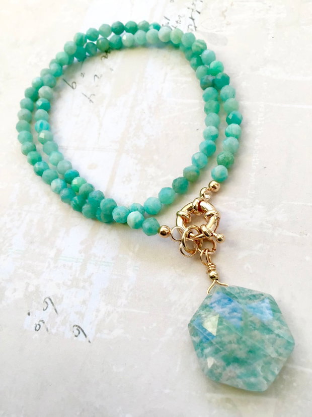 Colier CHOKER amazonit
