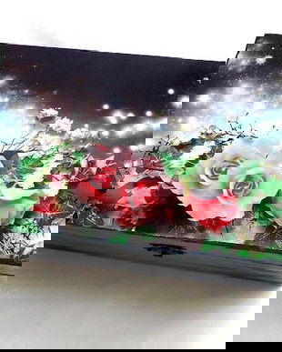 cutie lemn cu model floral 46182