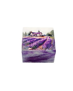 Cutie lemn casuta si lavanda, decorata manual, unicat