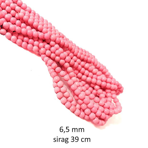 Sirag margele sticla opaca Candy Pink, diametru 6,5 mm, BB-40