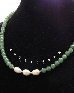 Colier handmade - aventurin si perle cultura (cod1044)