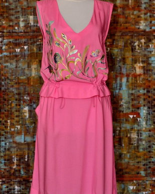 Rochie roz, pictata manual, unicat