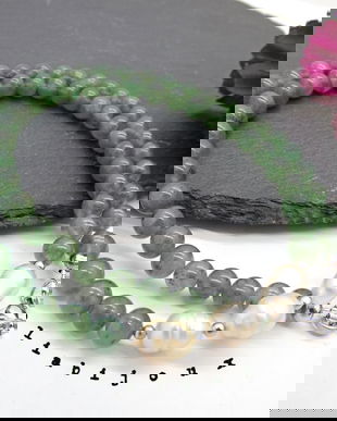 Colier handmade - aventurin si perle cultura (cod1044)