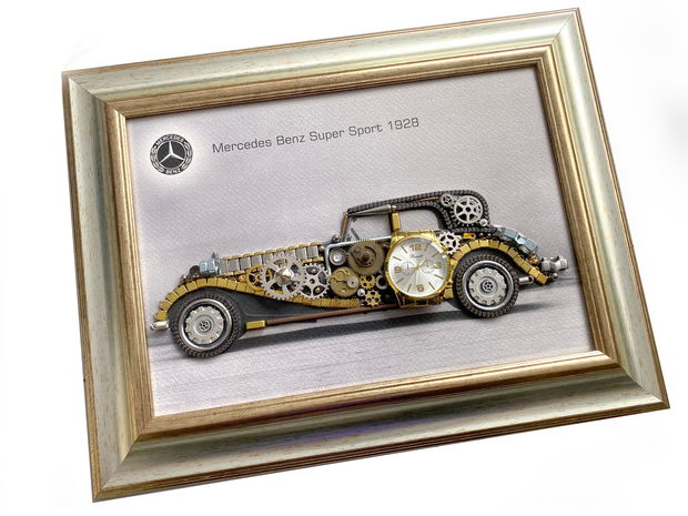 Mercedes Benz Super Sport 1928 Cod M 646・Steampunk Car・Decor Vintage・Cadouri personalizate・Cadouri de lux