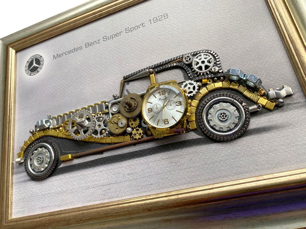 Mercedes Benz Super Sport 1928 Cod M 646・Steampunk Car・Decor Vintage・Cadouri personalizate・Cadouri de lux