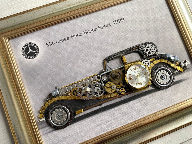 Mercedes Benz Super Sport 1928 Cod M 646・Steampunk Car・Decor Vintage・Cadouri personalizate・Cadouri de lux