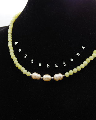 Colier handmade - jad si perle cultura (cod1045)